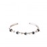 14K Solid Gold Natural White Diamond Blue Topaz Bangle Bracelet