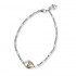 18K Solid Gold Sterling Silver Natural White Diamond Link Bracelet