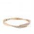 18K Solid Gold Natural White Diamond Bypass Bangle Bracelet