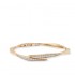 18K Solid Gold Natural White Diamond Bypass Bangle Bracelet