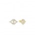 14K Solid Gold Natural White Diamond United Love Stud Earrings