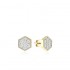 18K Solid Gold White Sapphire Hexagon Stud Earrings