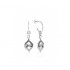Sterling Silver White & Black Diamond Hoop Dangle Earrings