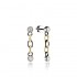 14K Solid Gold and Black Silver White Sapphire Short Chain Earrings