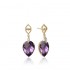 14K Solid Gold Natural White Diamond Amethyst Earrings