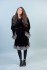 Black Sheared Hooded Mink Stroller with Silver Fox Trim