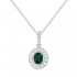 Lady's White 14 Karat Pendant/Chain With 20=0.24Tw Round Diamonds And One 0.31Ct Oval Emerald