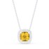 Lady's White 14 Karat Pendant/Chain With 24=0.06Tw Round Diamonds And One 0.54Ct Cushion Citrine