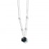 18K Solid Gold Natural White Diamond London Blue Topaz Necklace