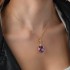 14K Solid Gold Natural White Diamond Amethyst Necklace
