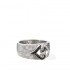 Sterling Silver Natural White & Black Diamond Hammered Band Ring