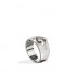Sterling Silver Natural White & Black Diamond Hammered Band Ring