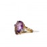 18K Solid Gold Natural White Diamond Amethyst Ring