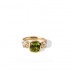 18K Solid Gold Natural White Diamond Peridot Dangle Ring