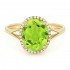 Lady's Yellow 14 Karat Ring With 30=0.10Tw Round Diamonds And One 2.60Ct Oval Peridot