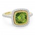 Lady's Yellow 14 Karat Ring With 46=0.29Tw Round Diamonds And One 2.36Ct Trillian Peridot
