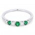 Lady's White 18 Karat Ring With 10=0.24Tw Round Diamonds And 3=0.28Tw Round Emeralds
