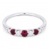 Lady's White 14 Karat Ring With 10=0.23Tw Round Diamonds And 3=0.23Tw Round Rubys