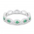 Lady's White 14 Karat Ring With 60=0.19Tw Round Diamonds And 5=0.17Tw Round Emeralds