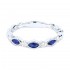 Lady's White 14 Karat Ring With 4=0.21Tw Round Diamonds And 3=0.35Tw Oval Sapphires