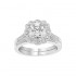 14K White Gold Semi Mount Cushion Halo Engagement Ring