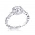 14K White Gold Semi Mount Cushion Halo Engagement Ring
