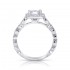 14K White Gold Semi Mount Cushion Halo Engagement Ring