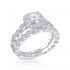 14K White Gold Semi Mount Cushion Halo Engagement Ring
