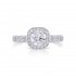 14K White Gold Semi Mount Cushion Halo Engagement Ring