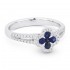 Lady's White 14 Karat Ring With 56=0.25Tw Round Diamonds And 5=0.24Tw Round Sapphires