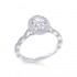 14K White Gold Semi Mount Oval Engagement Ring