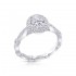 14K White Gold Semi Mount Oval Engagement Ring