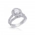 14K White Gold Semi Mount Round Halo Engagement Ring
