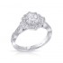 14K White Gold Semi Mount Cushion Halo Engagement Ring