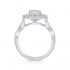 14K White Gold Semi Mount Cushion Halo Engagement Ring
