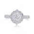 14K White Gold Semi Mount Cushion Halo Engagement Ring