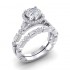 14K White Gold Semi Mount Cushion Halo Engagement Ring