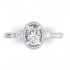 14K White Gold Semi Mount Oval Engagement Ring