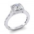 14K White Gold Semi Mount Cushion Halo Engagement Ring