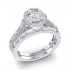 14K White Gold Semi Mount Oval Engagement Ring
