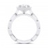 14K White Gold Semi Mount Cushion Halo Engagement Ring