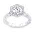 14K White Gold Semi Mount Cushion Halo Engagement Ring