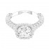 14K White Gold Semi Mount Cushion Halo Engagement Ring