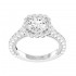 14K White Gold Semi Mount Cushion Halo Engagement Ring