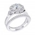 14K White Gold Semi Mount Round Halo Engagement Ring