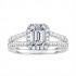 Emerald Cut Split Shank Halo Diamond Semi Mount Engagement Ring