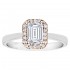 Emerald Cut Halo Diamond Semi Mount Engagement Ring