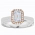 Emerald Cut Halo Diamond Semi Mount Engagement Ring