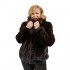 Natural Mahogany Mink Bomber Jacket With Fox Collar