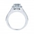 14k White Gold Emerald Cut Double Halo Diamond Semi Mount Engagement Ring
